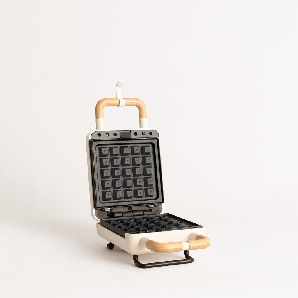 Stone Studio Individual - Croque-Monsieur Maker, Grill & Waffle Maker with Interchangeable Plates - Off-White