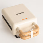 Stone Studio Individual - Croque-Monsieur Maker, Grill & Waffle Maker with Interchangeable Plates - Off-White