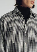 Cotton Flannel Plaid Overshirt - Ecru, Black Plaid - De Fursac - The Bradery