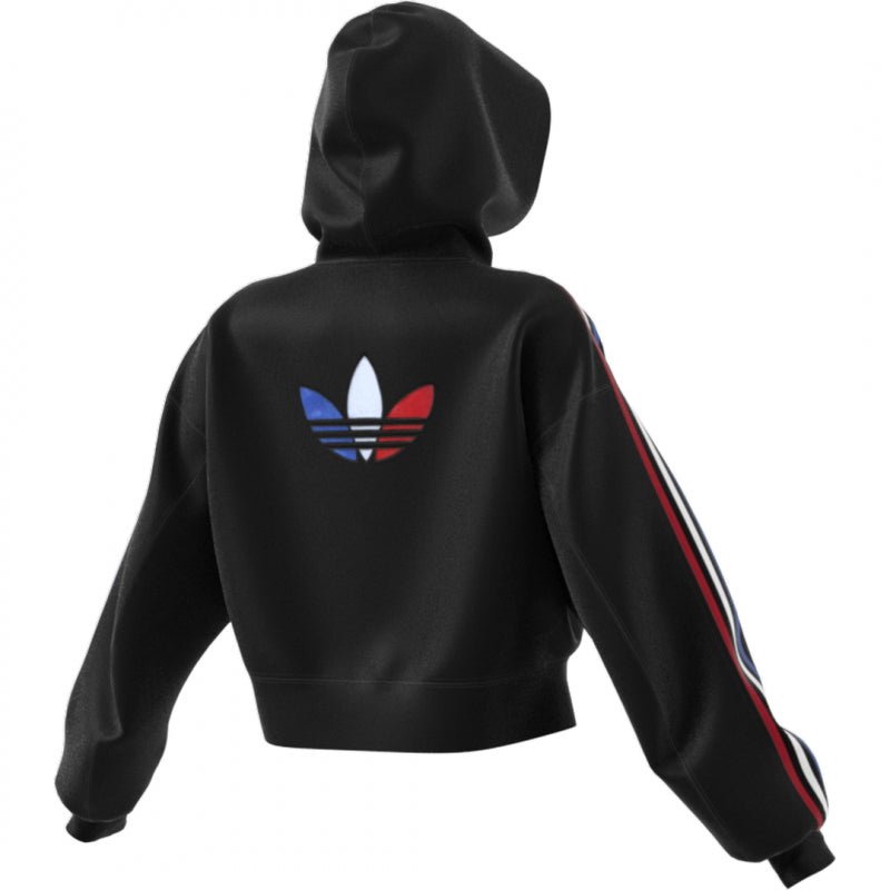 Sweat À Capuche Adidas Originals Adicolor Tricolor Crop - Noir - Femme - Adidas - The Bradery