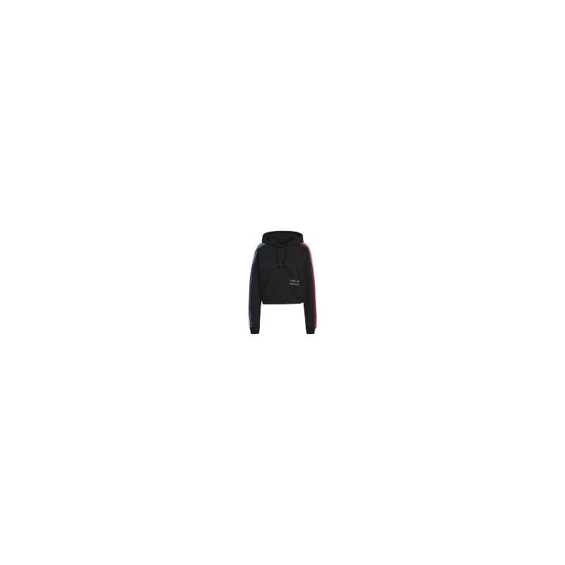 Sweat À Capuche Adidas Originals Adicolor Tricolor Crop - Noir - Femme - Adidas - The Bradery