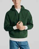 Green Cotton Fleece Hoodie - Green And Blanc - De Fursac - The Bradery