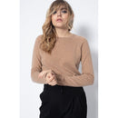 Sweat Col Rond Wilma Camel, 100% Cachemire, 2 Fils, Jersey - Femme - Perfect Cashmere - The Bradery
