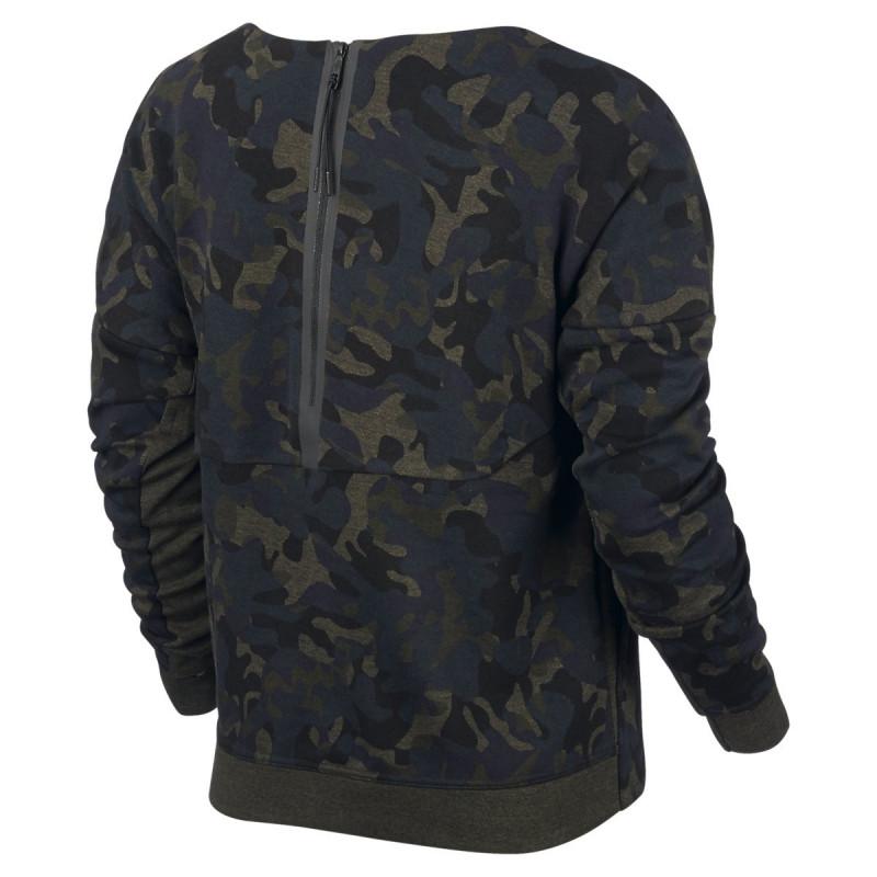 Sweat Nike Tech Fleece Camo Crew - 683796-325 - Kaki - Femme NIKE SWEAT FEMME TEXTILE Nike