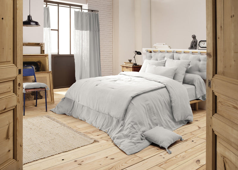 Taie De Traversin Gaze De Coton 85 X 185 Cm Gaia Nuage - L'Effet Papillon - The Bradery