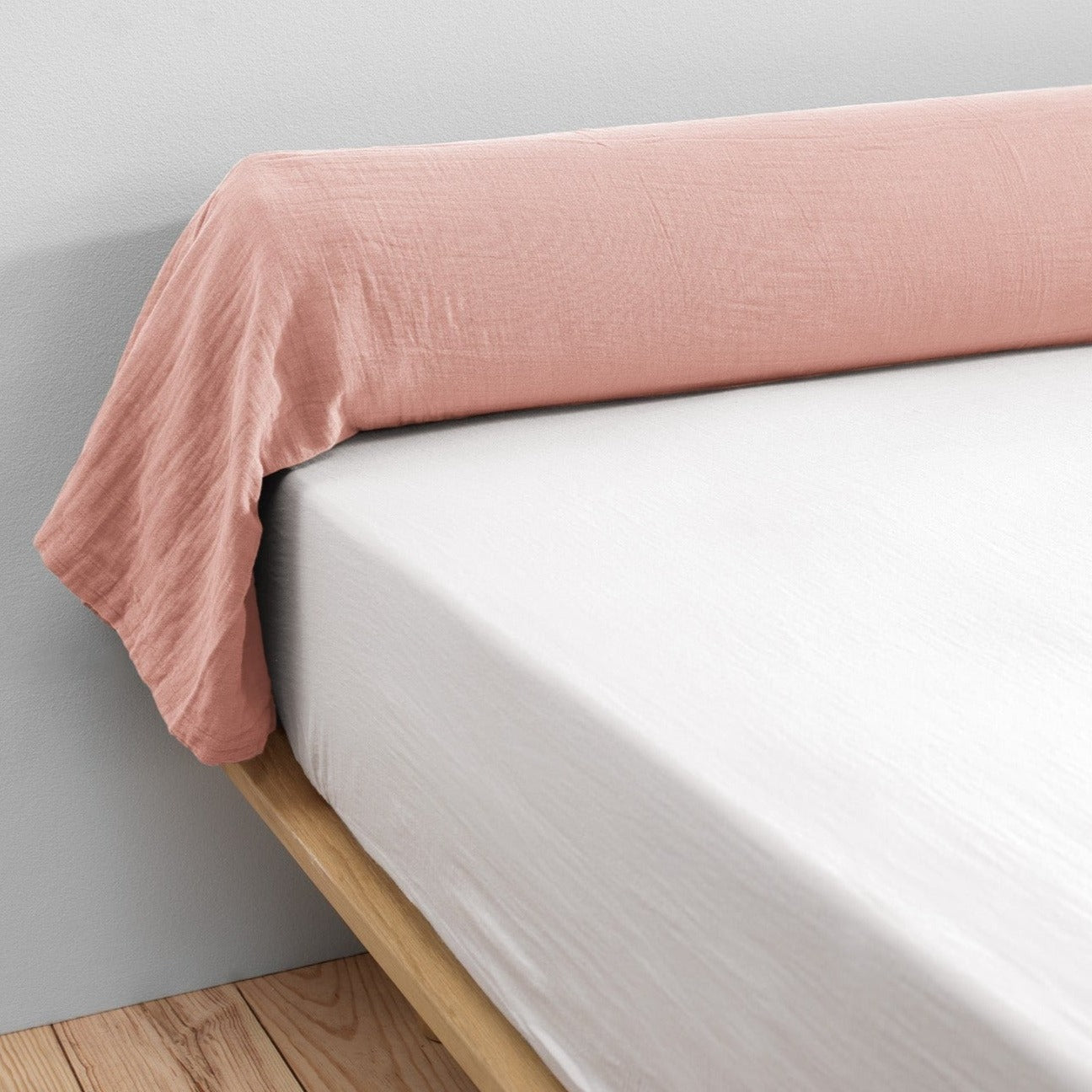 Funda de almohada de gasa de algodón 85 x 185 cm Gaia Rosa melocotón - El efecto mariposa - The Bradery