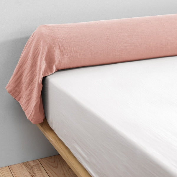 Funda de almohada de gasa de algodón 85 x 185 cm Gaia Rosa melocotón - El efecto mariposa - The Bradery