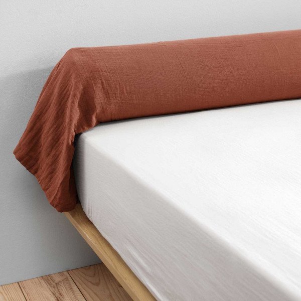 Funda de almohada de gasa de algodón 85 x 185 cm Gaia Terracota - El efecto mariposa - The Bradery