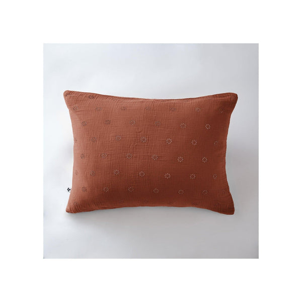 Funda de almohada Gaïa Boho de gasa de algodón terracota - El efecto mariposa - The Bradery