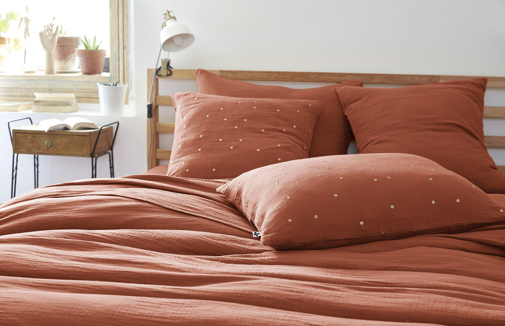 Taie D'Oreiller Gaze De Coton Gaïa Chic Terracotta - L'Effet Papillon - The Bradery