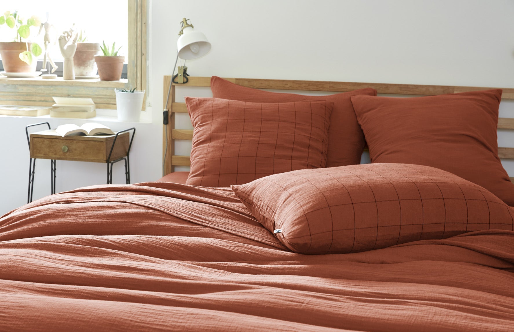 Taie D'Oreiller Gaze De Coton Gaïa Match Terracotta - L'Effet Papillon - The Bradery