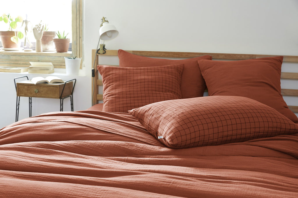 Taie D'Oreiller Gaze De Coton Gaïa Mix Terracotta - L'Effet Papillon - The Bradery