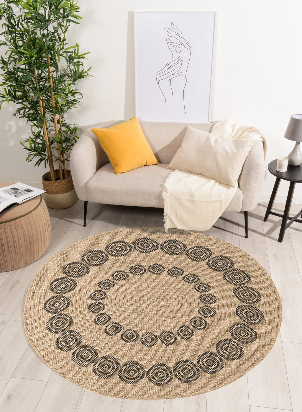 Tapis Aspect Jute Nature 8868 - Noir - Nazar - The Bradery