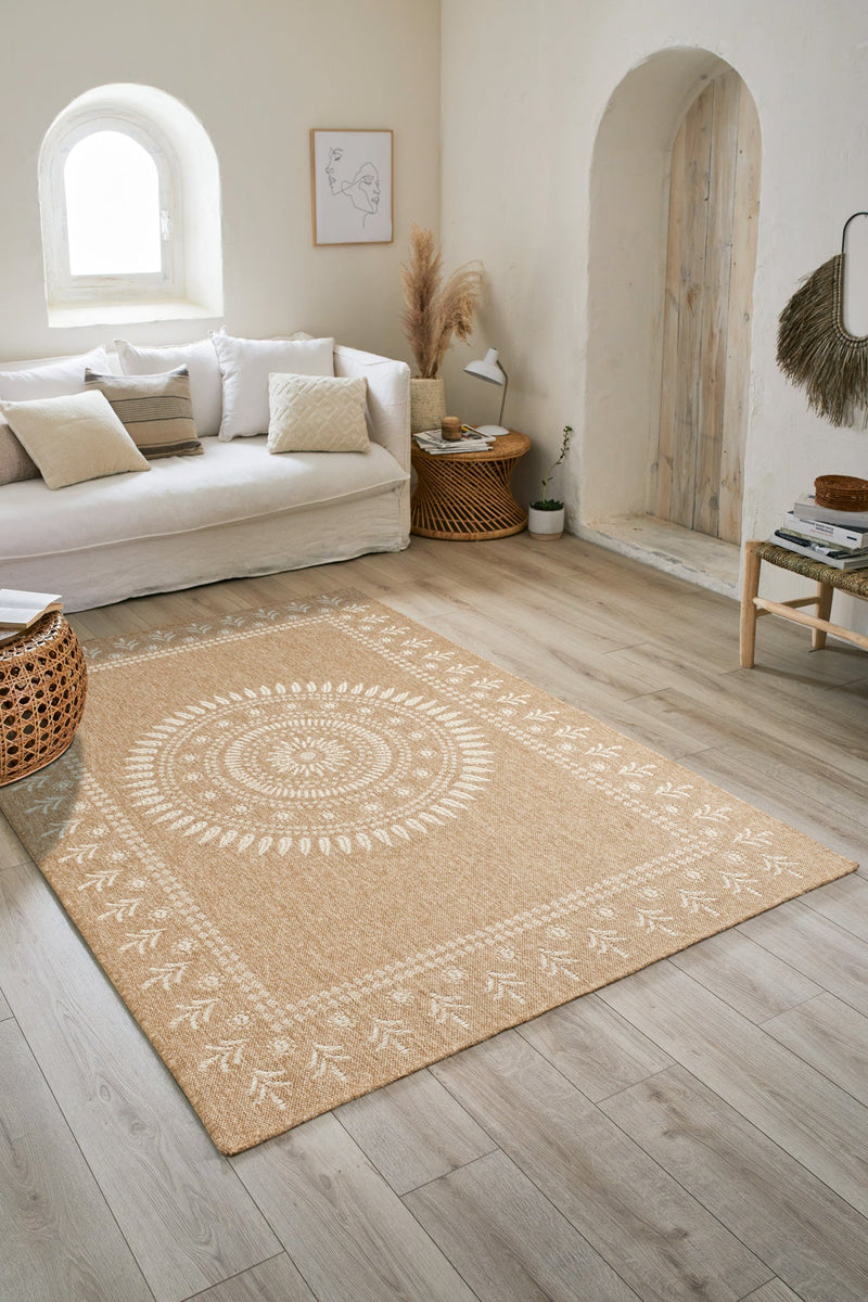 Tapis Aspect Jute Nature 8874 - Blanc - Nazar - The Bradery
