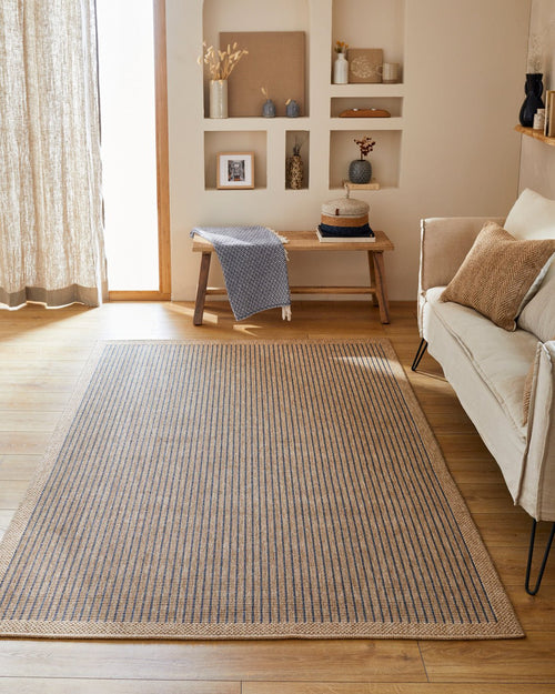 Tapis Aspect Jute Nature 8876 - Bleu - Nazar - The Bradery