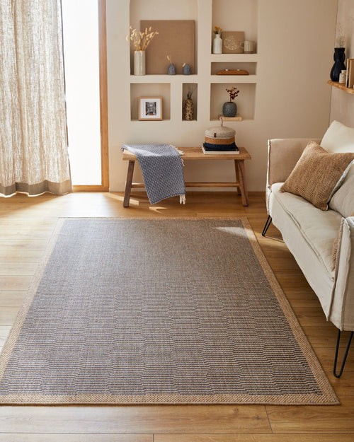 Tapis Aspect Jute Nature 8878 - Bleu - Nazar - The Bradery