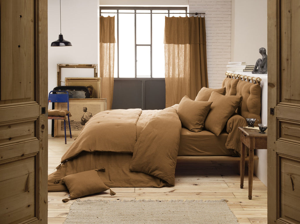 5 Button Headboard With Cotton Gauze Loops 50 X 80 Cm Gaia Camel - The Butterfly Effect - The Bradery