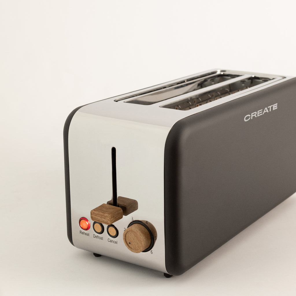 Retro Toast - Large Wide-Slot Toaster - Black