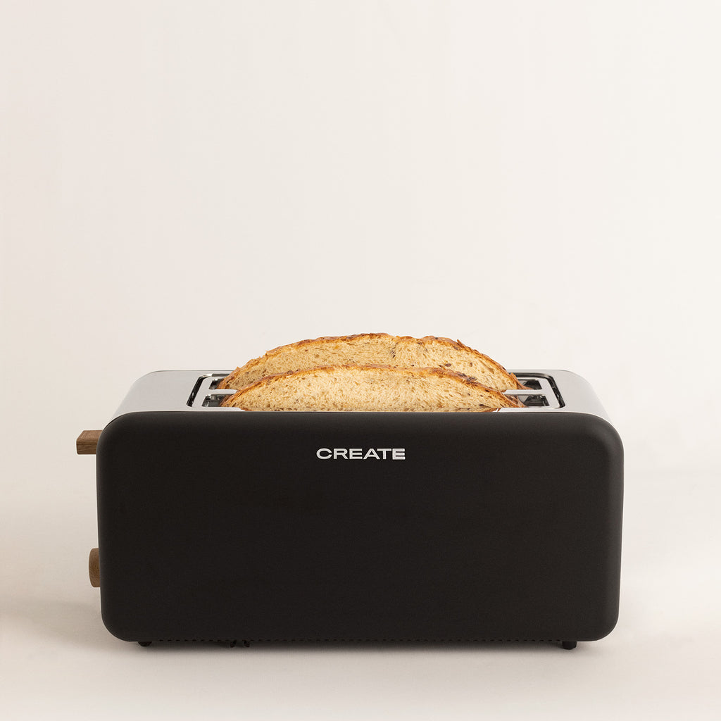 Retro Toast - Large Wide-Slot Toaster - Black