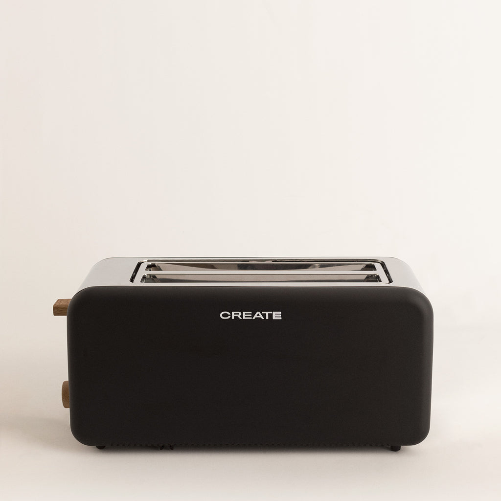 Retro Toast - Large Wide-Slot Toaster - Black