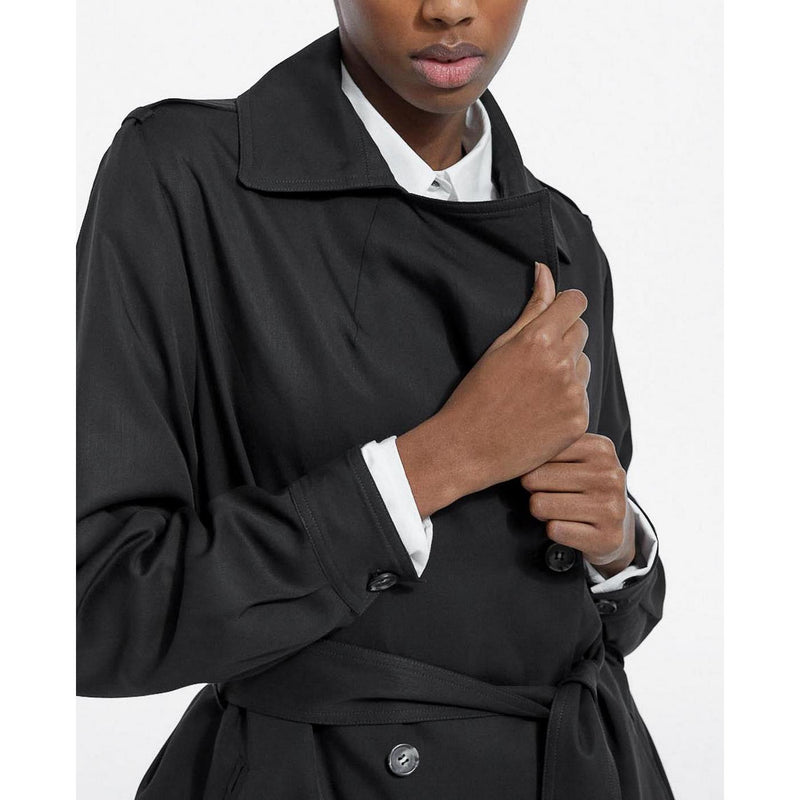 Trench Noir Tencel Élastique Dos - Femme - The Kooples - The Bradery