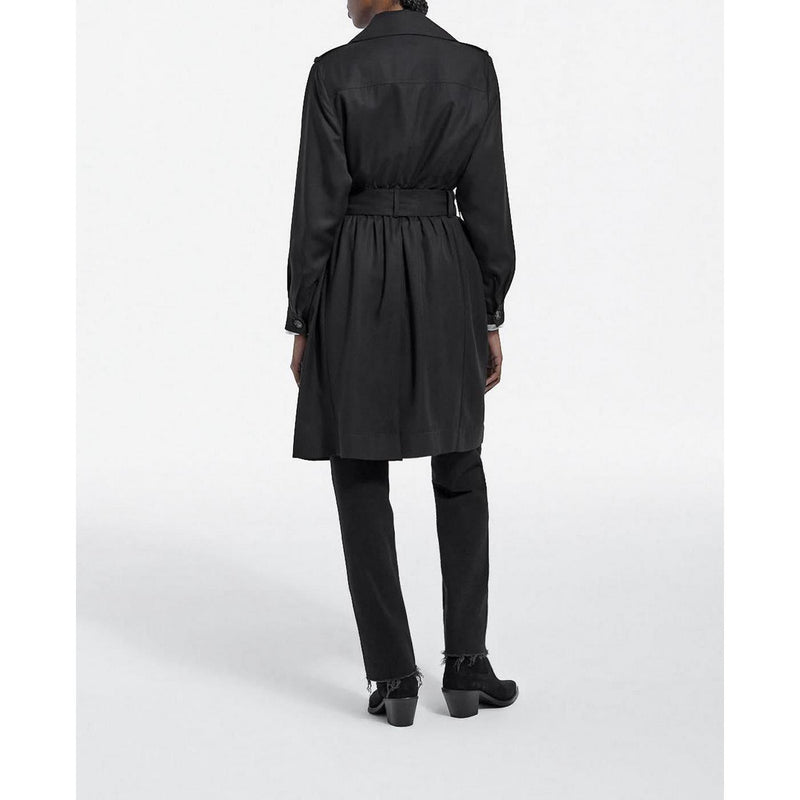 Trench Noir Tencel Élastique Dos - Femme - The Kooples - The Bradery