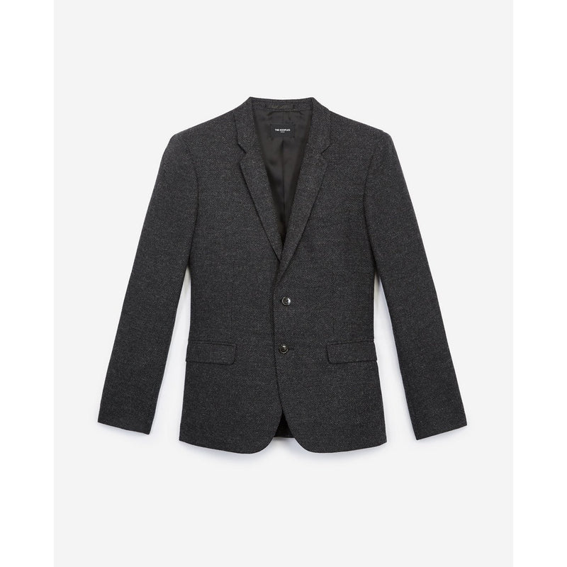 Veste Blazer Laine Noire À Chevrons - Homme Veste Seule The Kooples