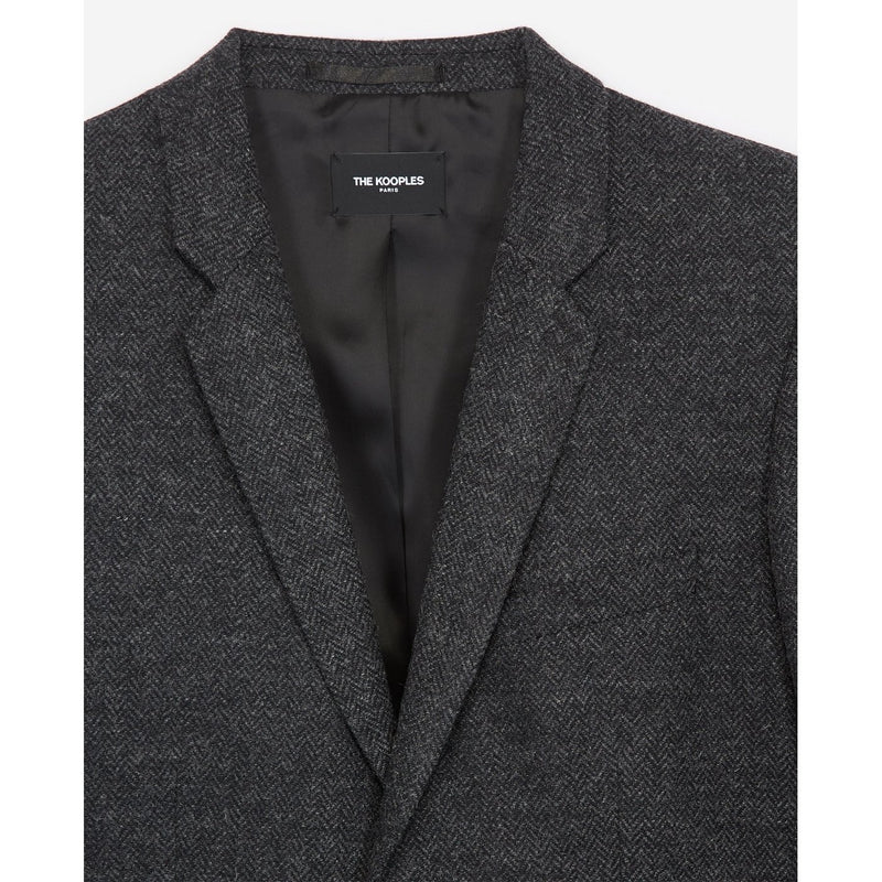 Veste Blazer Laine Noire À Chevrons - Homme Veste Seule The Kooples