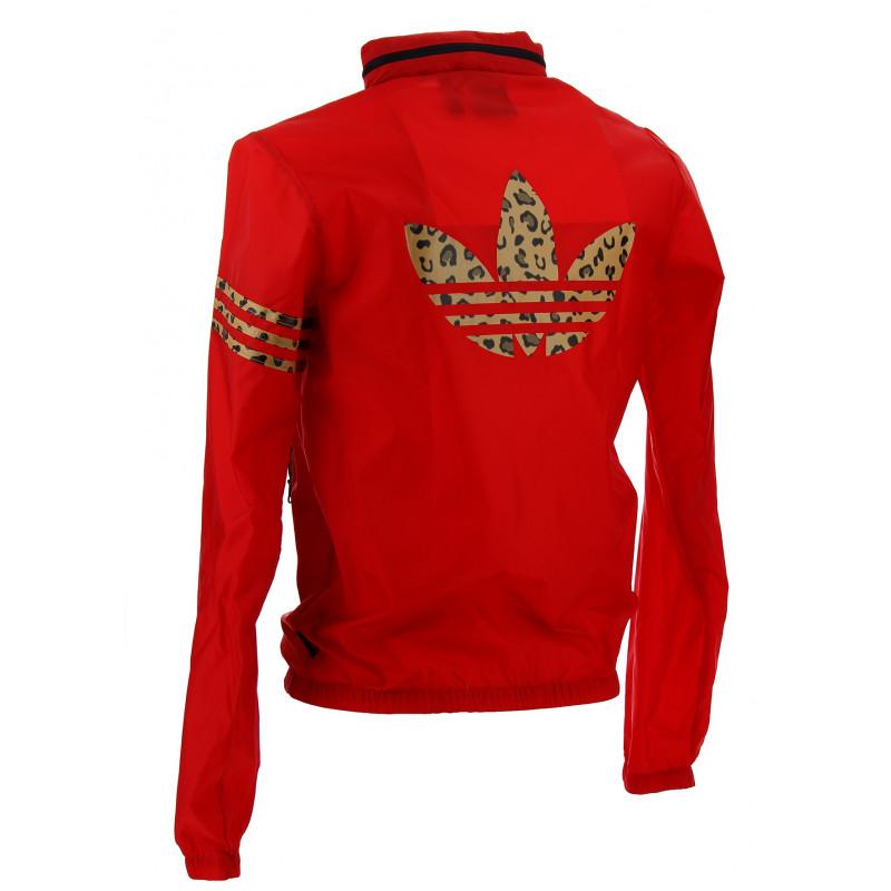 Adidas Originals Windbreaker Leopard Track Jacket - Red - Men Adidas CLOTHING