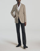 Houndstooth Wool Jacket - Ecru, Brown Houndstooth - De Fursac - The Bradery