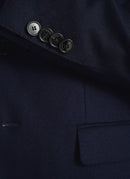 Navy Blue Wool Jacket - Navy Blue, Dobby - De Fursac - The Bradery