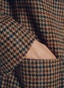 Scratchy Houndstooth Wool Jacket - Brown, Houndstooth Pattern - De Fursac - The Bradery