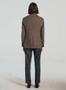 Scratchy Houndstooth Wool Jacket - Brown, Houndstooth Pattern - De Fursac - The Bradery