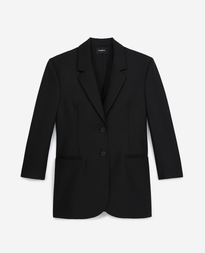 Black Oversized Wool Jacket - Woman - The Kooples - The Bradery