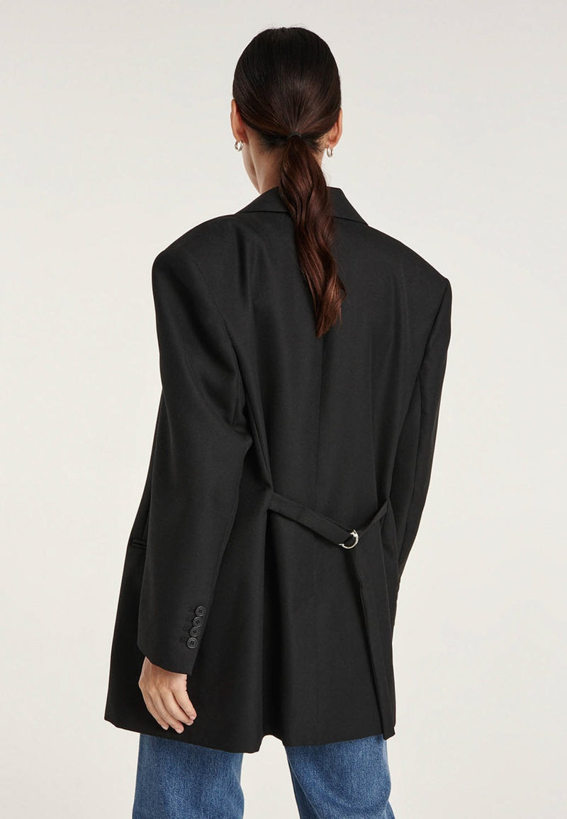 Black Oversized Wool Jacket - Woman - The Kooples - The Bradery