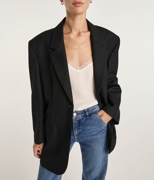 Black Oversized Wool Jacket - Woman - The Kooples - The Bradery