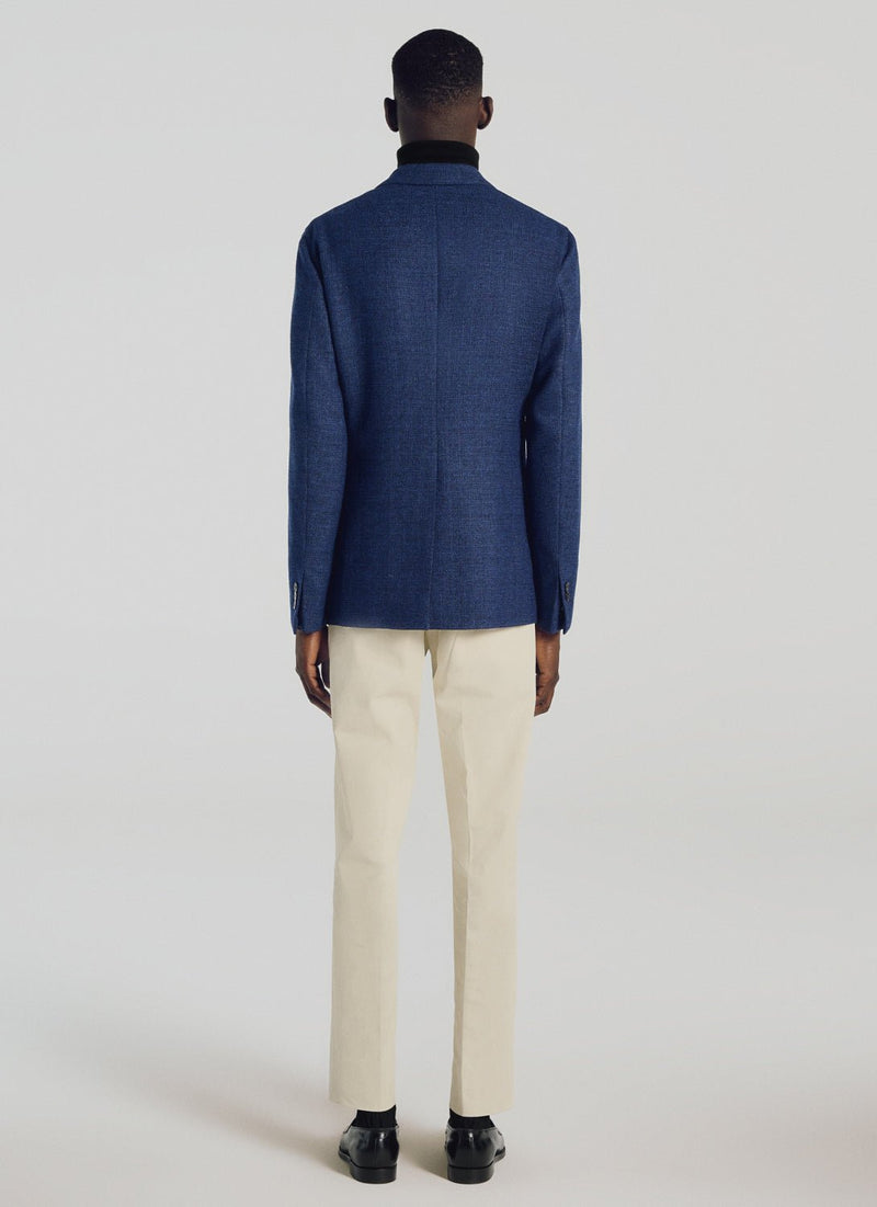 Scratched Wool Natté Jacket Mottled Blue - Mottled Blue - De Fursac - The Bradery