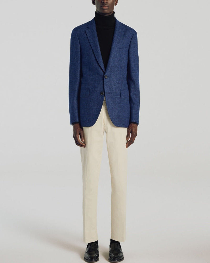 Scratched Wool Natté Jacket Mottled Blue - Mottled Blue - De Fursac - The Bradery