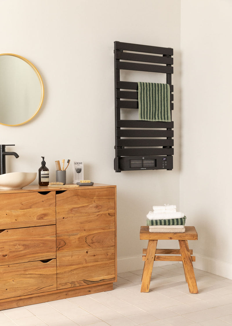 Warm Towel Pro 500/1500W - Secador de toallas eléctrico con calefacción y Wifi - Negro