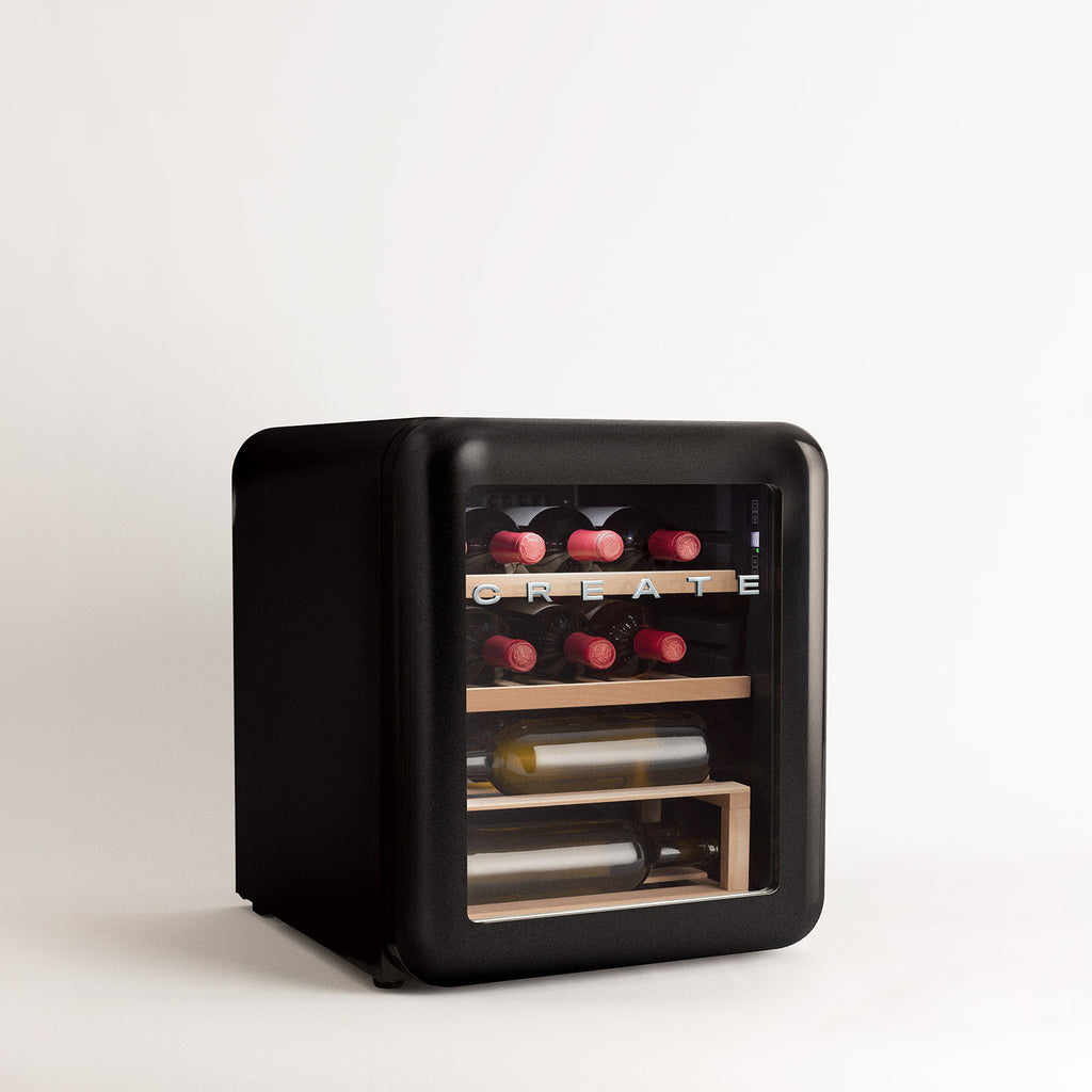 Winecooler Retro M - Electric Wine Cooler for 12 Bottles - Black