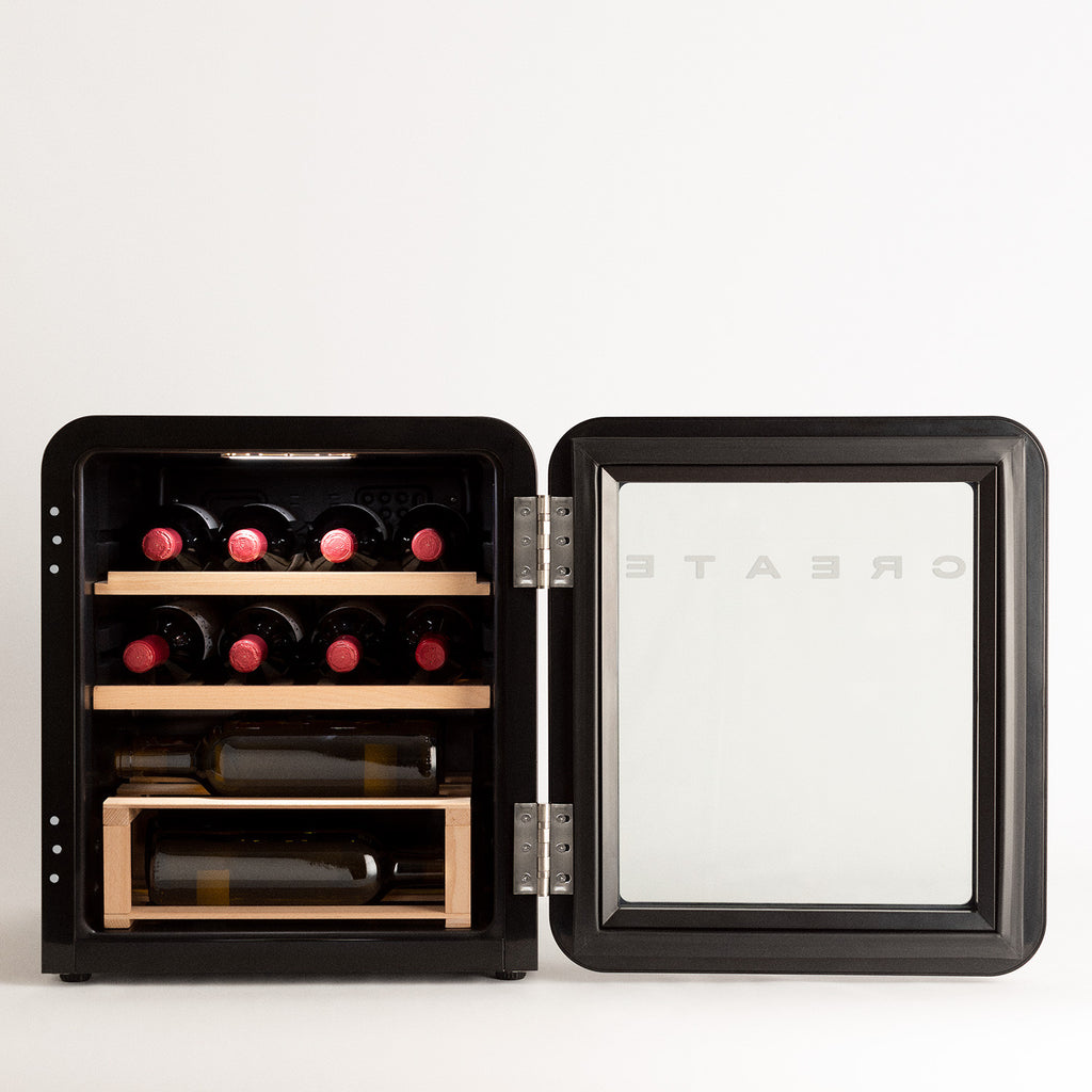Winecooler Retro M - Electric Wine Cooler for 12 Bottles - Black