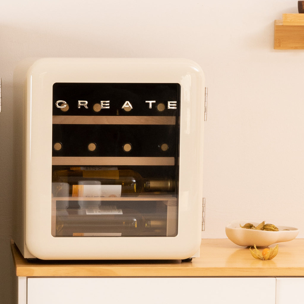 Winecooler Retro M - Electric Wine Cellar for 12 Bottles - Off-White